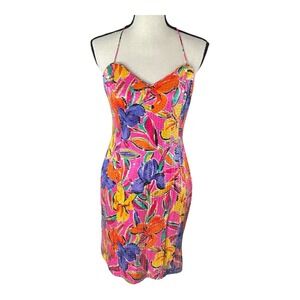 A.J. Bari Vintage‎ Multicolor Sequin Spaghetti Strap Dress Sz 12 Multicolor 80's